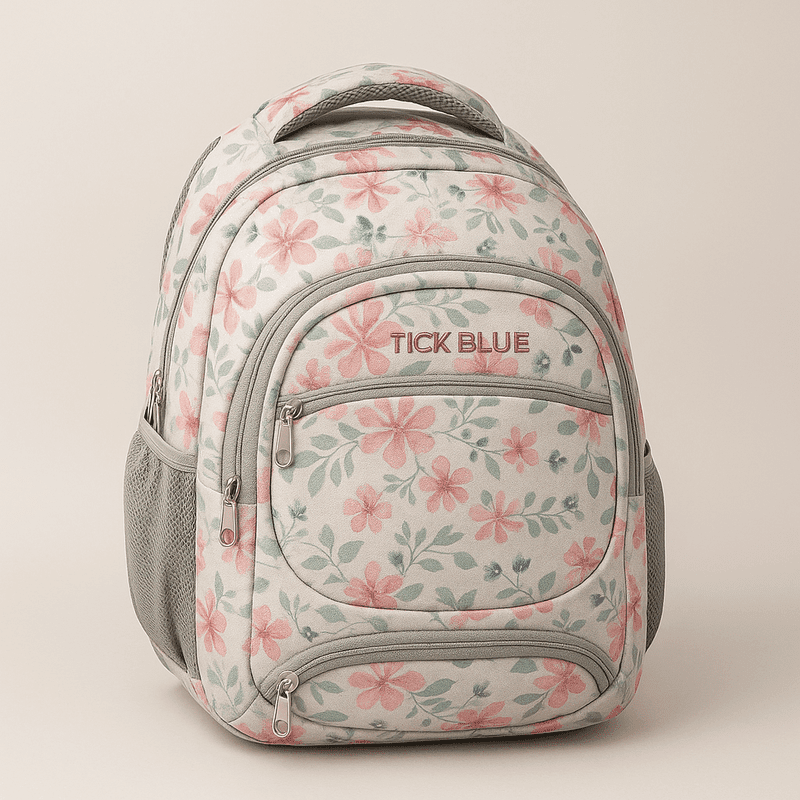 charming floral backpack – soft pink and green flower patterns