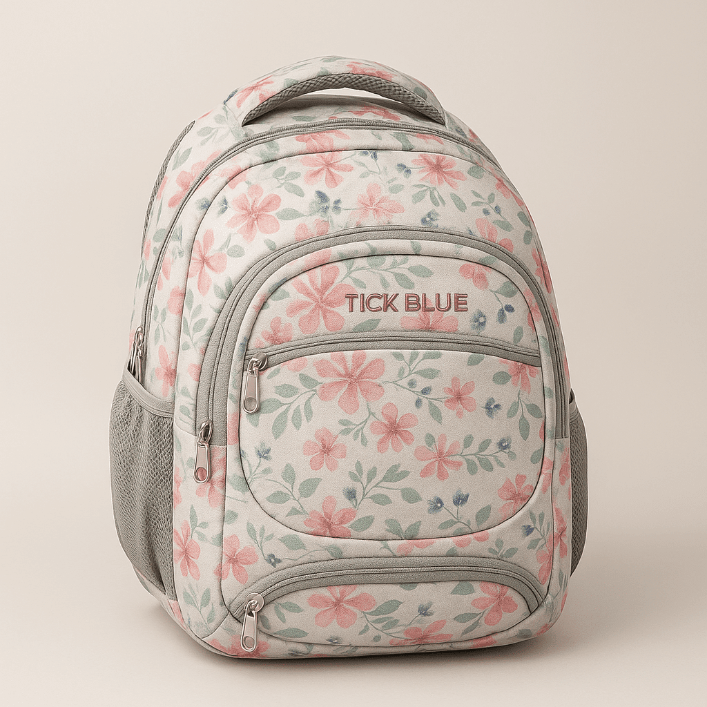 charming floral backpack – soft pink and green flower patterns